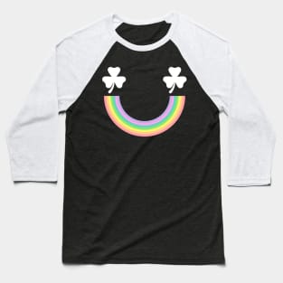 Rainbow Shamrock Smiley Baseball T-Shirt